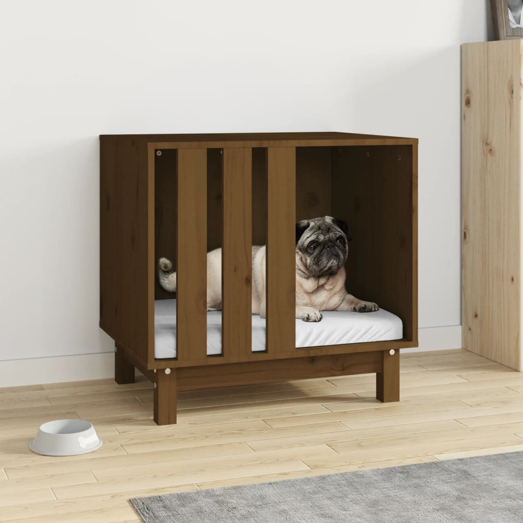 Cama Para Perros Madera Maciza Pino Marrón Miel 60x45x57 Cm / Vetonek_0