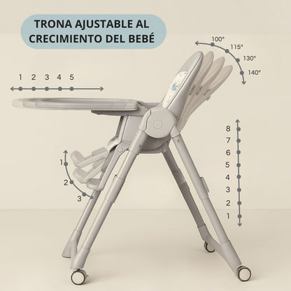 Trona Gris Evolutiva 3 En 1 , Plegable Y Portátil, Reposapiés , Respaldo Y Bandeja Bathby_5
