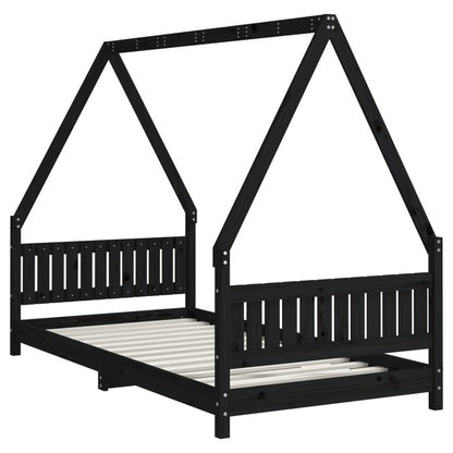 Vidaxl Estructura De Cama Para Niños Madera De Pino Negro 90x190 Cm_5