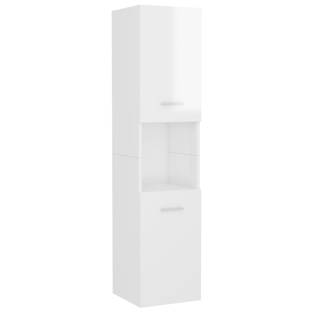 Juego De Muebles De Baño Madera De Ingeniería Blanco Brillo / Vetonek_0