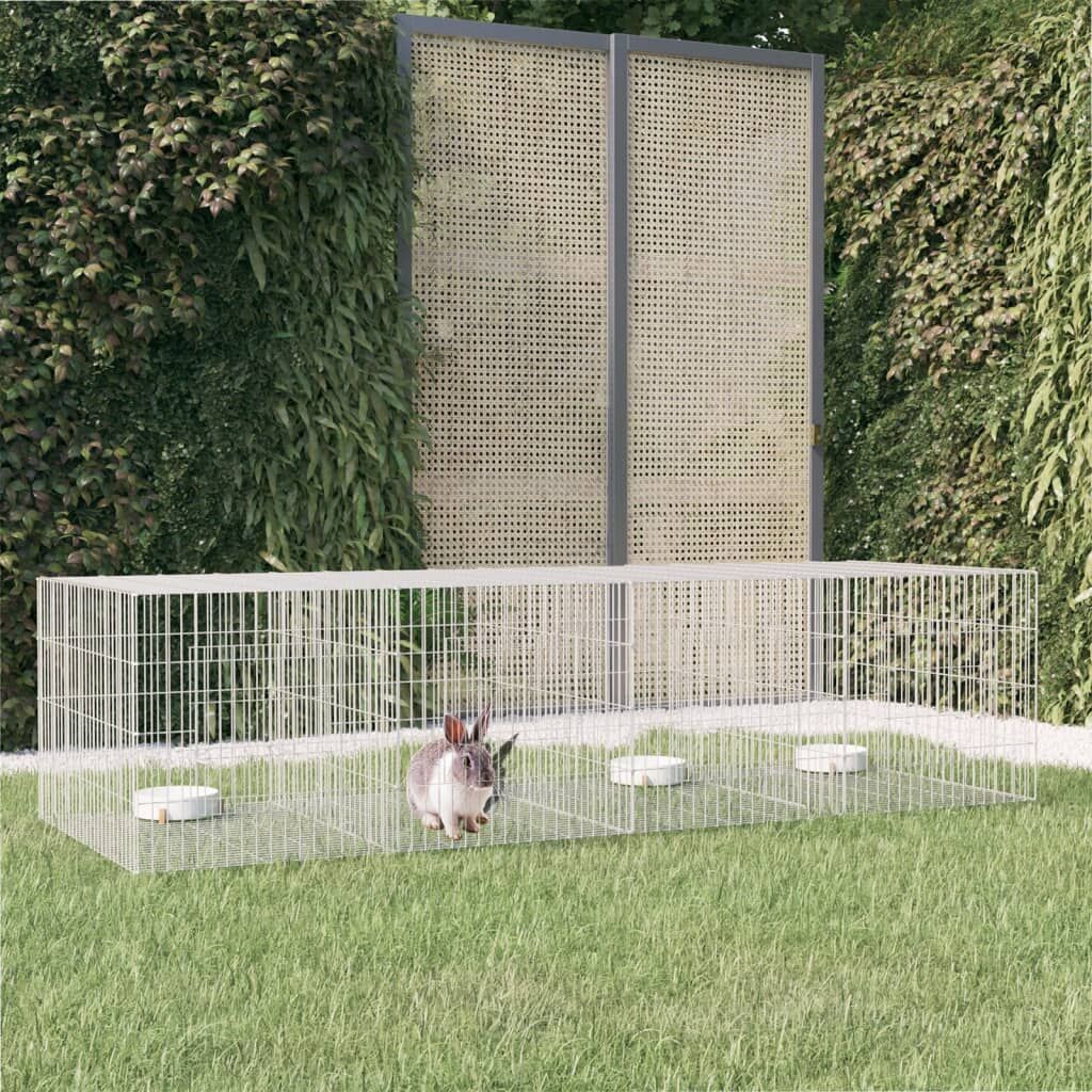 Vidaxl Jaula Para Conejos 4 Paneles Hierro Galvanizado 217x79x54 Cm_1