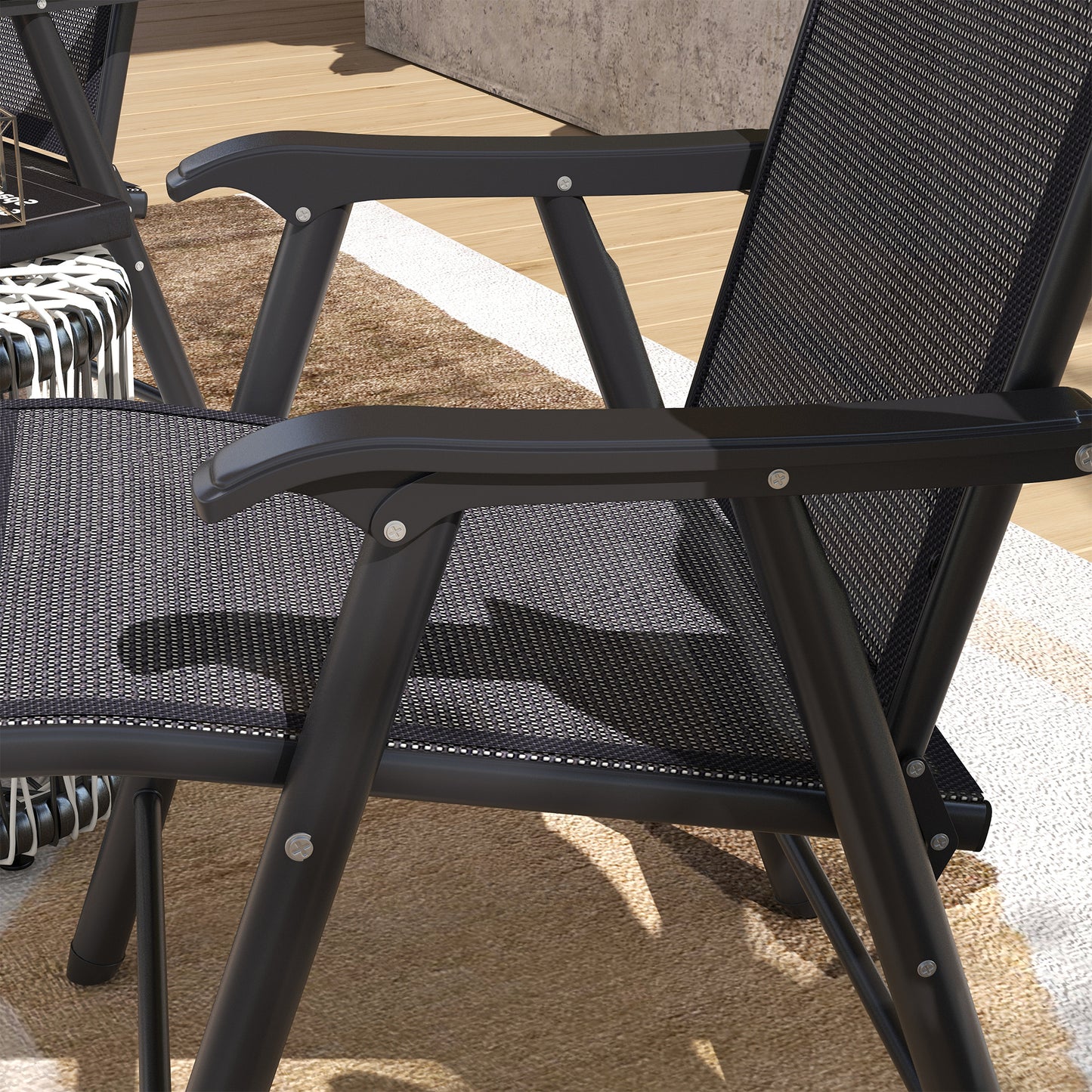 Outsunny Conjunto De 2 Sillas De Camping Plegables Con Reposabrazos Para Jardín_3