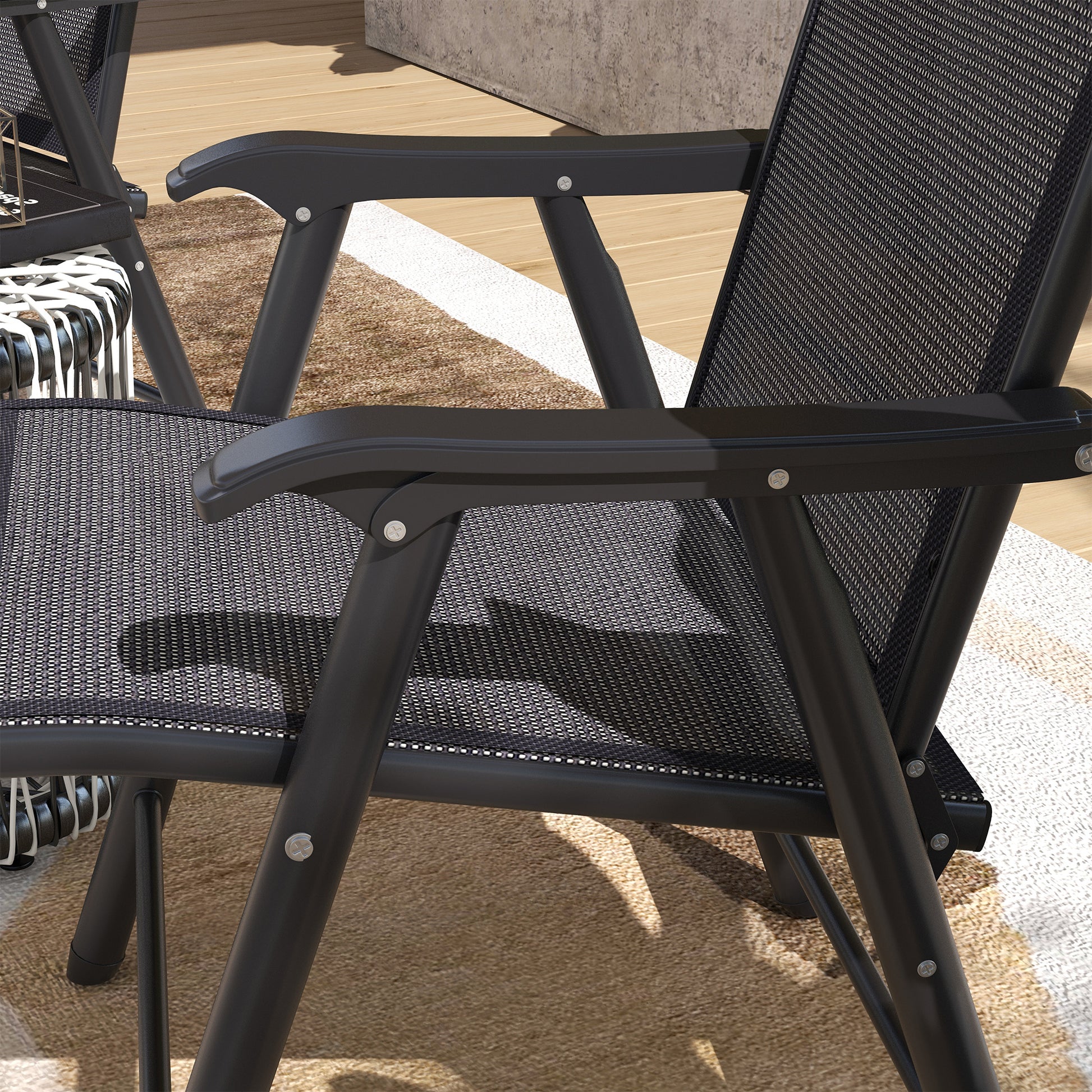 Outsunny Conjunto De 2 Sillas De Camping Plegables Con Reposabrazos Para Jardín_3