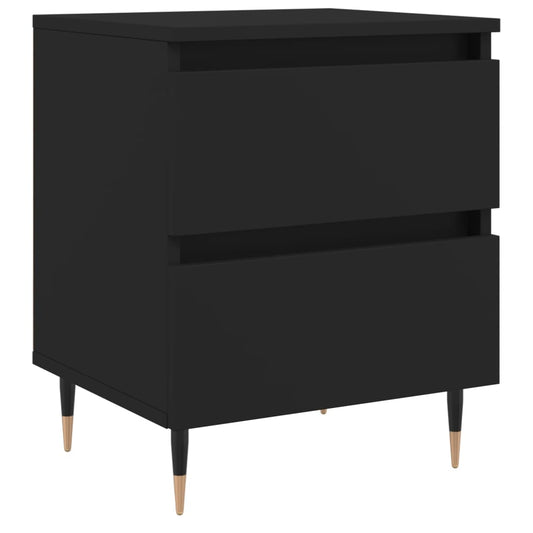 Mesita De Noche Madera De Ingeniería Negro 40x35x50 Cm_0