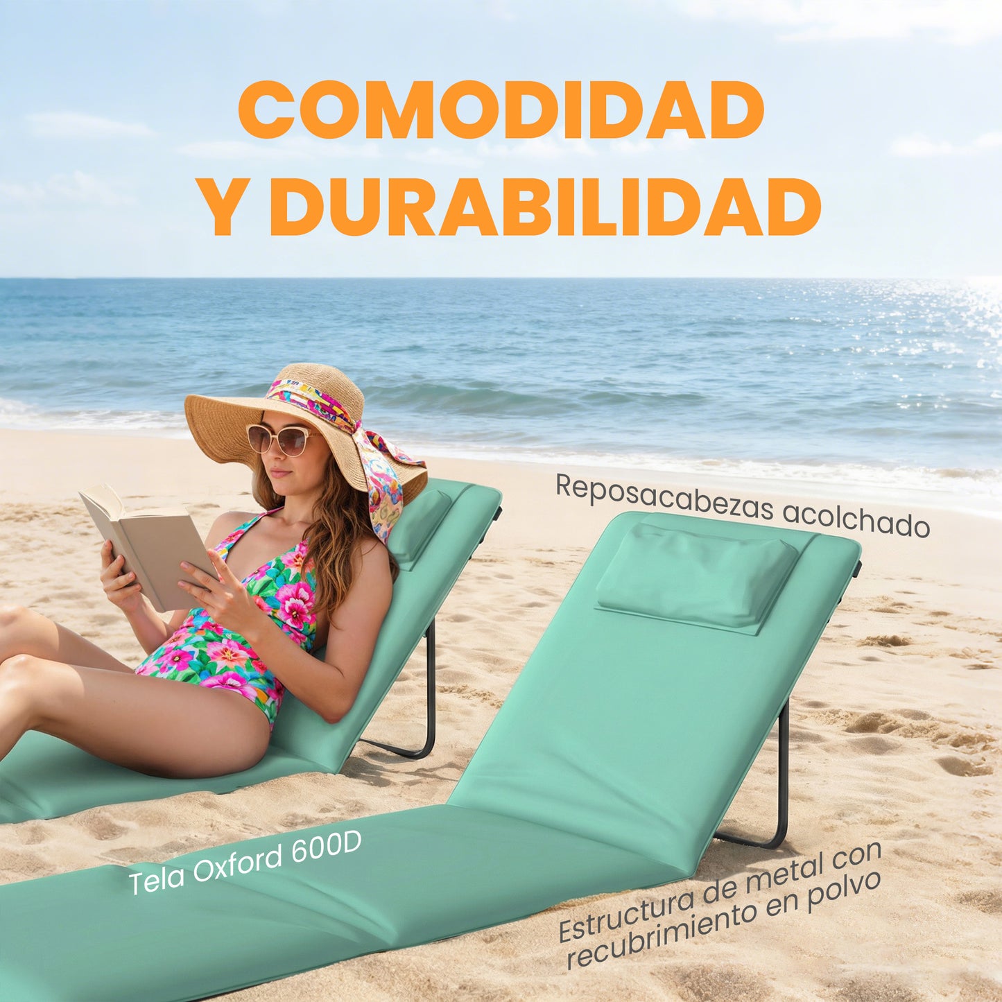 Outsunny Conjunto De 2 Esterillas De Playa Plegable_5