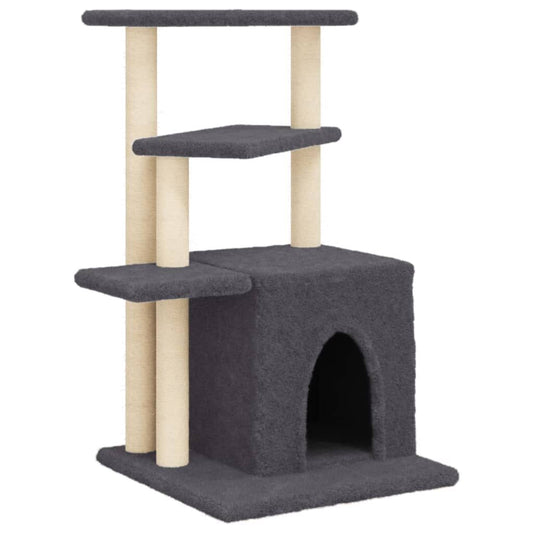 Vidaxl Rascador Para Gatos Con Postes De Sisal Gris Oscuro 83,5 Cm_0
