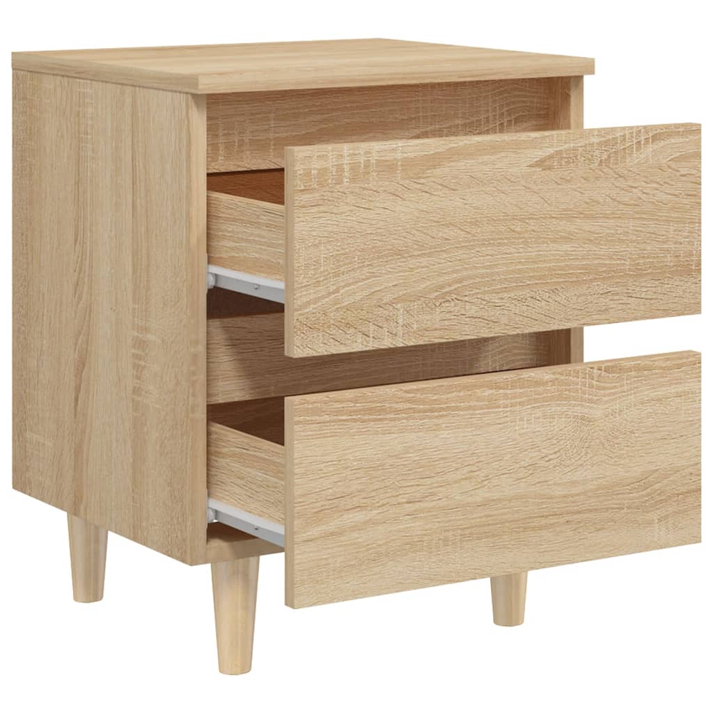Mesitas De Noche 2 Uds Patas De Madera Roble Sonoma 40x35x50 Cm_4