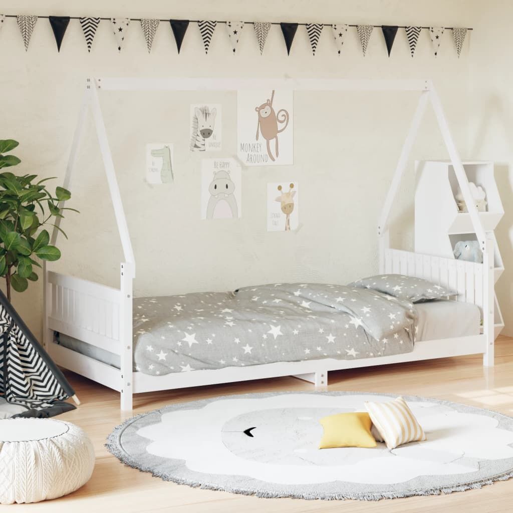Vidaxl Estructura De Cama Para Niños Madera De Pino Blanco 90x190 Cm_1