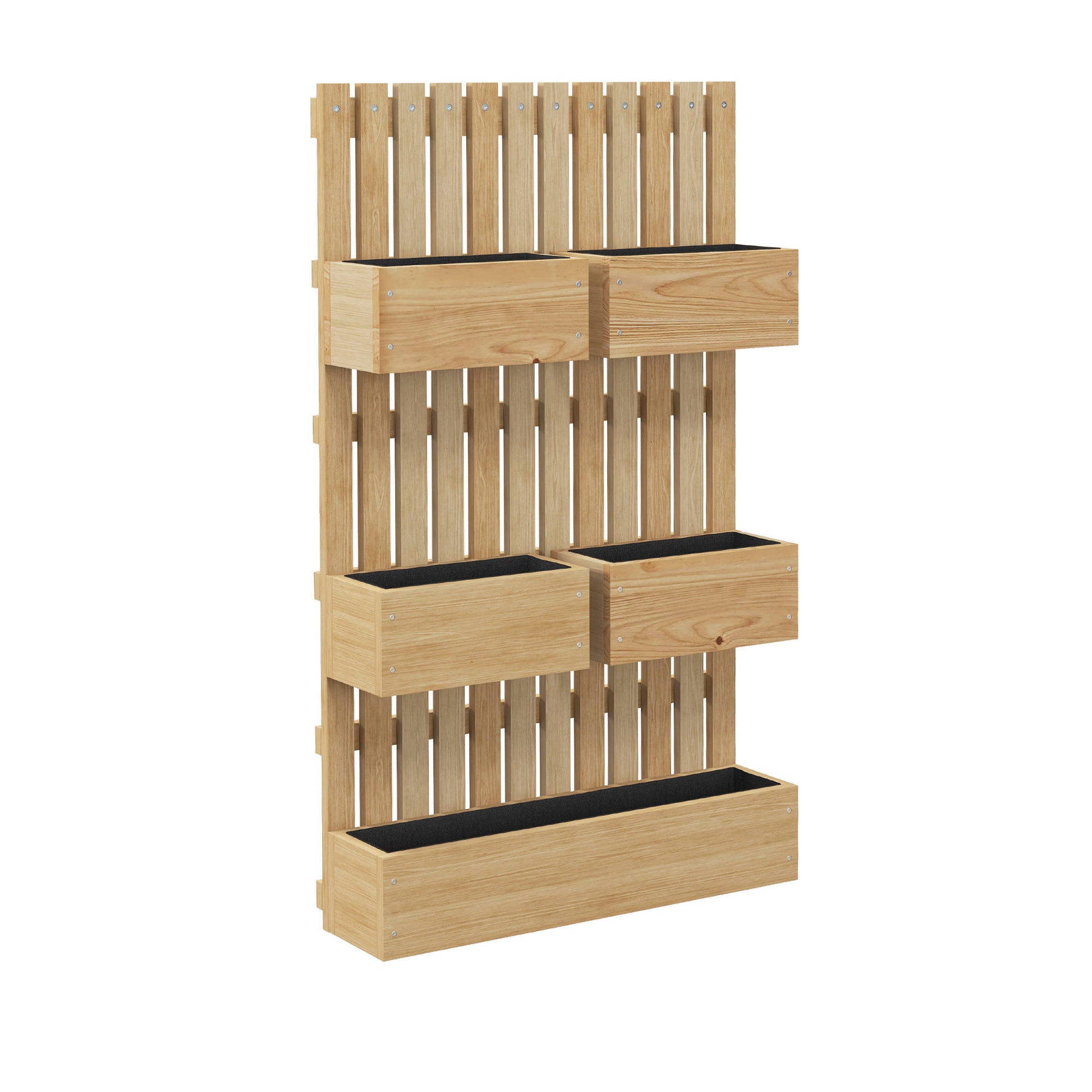 Outsunny Jardinera De Pared Con Enrejado De Madera 5 Macetas Móviles 60x16x100cm_0