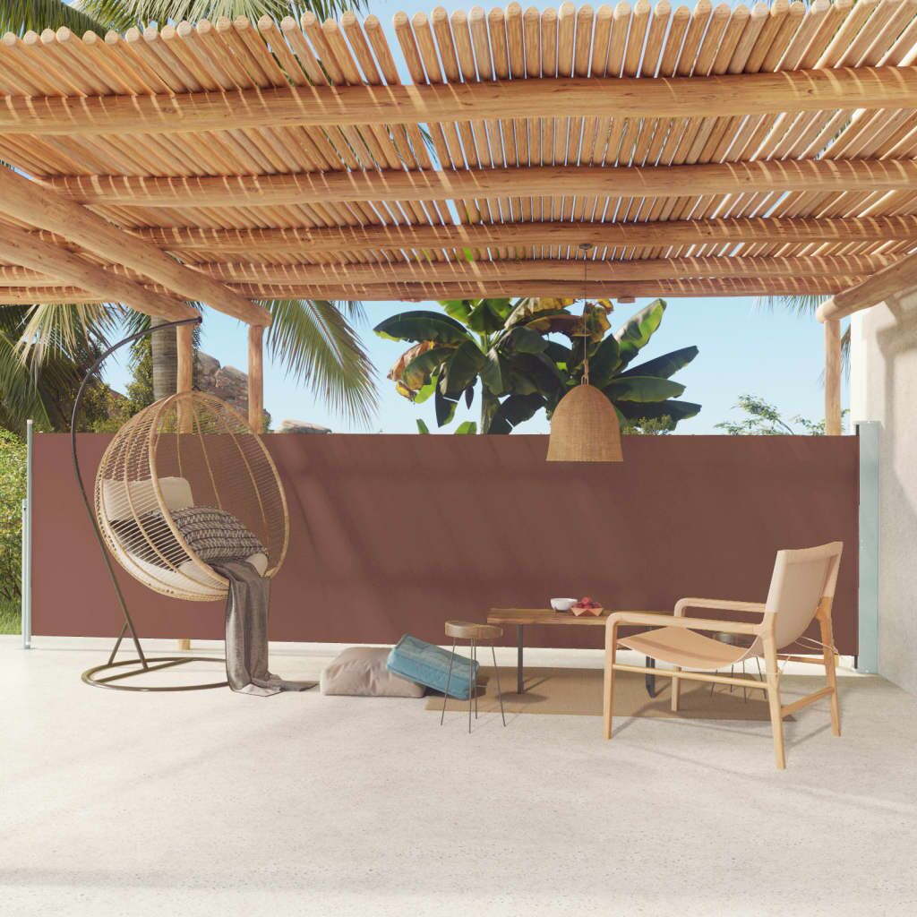 Vidaxl Toldo Lateral Retráctil Para Patio Marrón 140x600 Cm_1