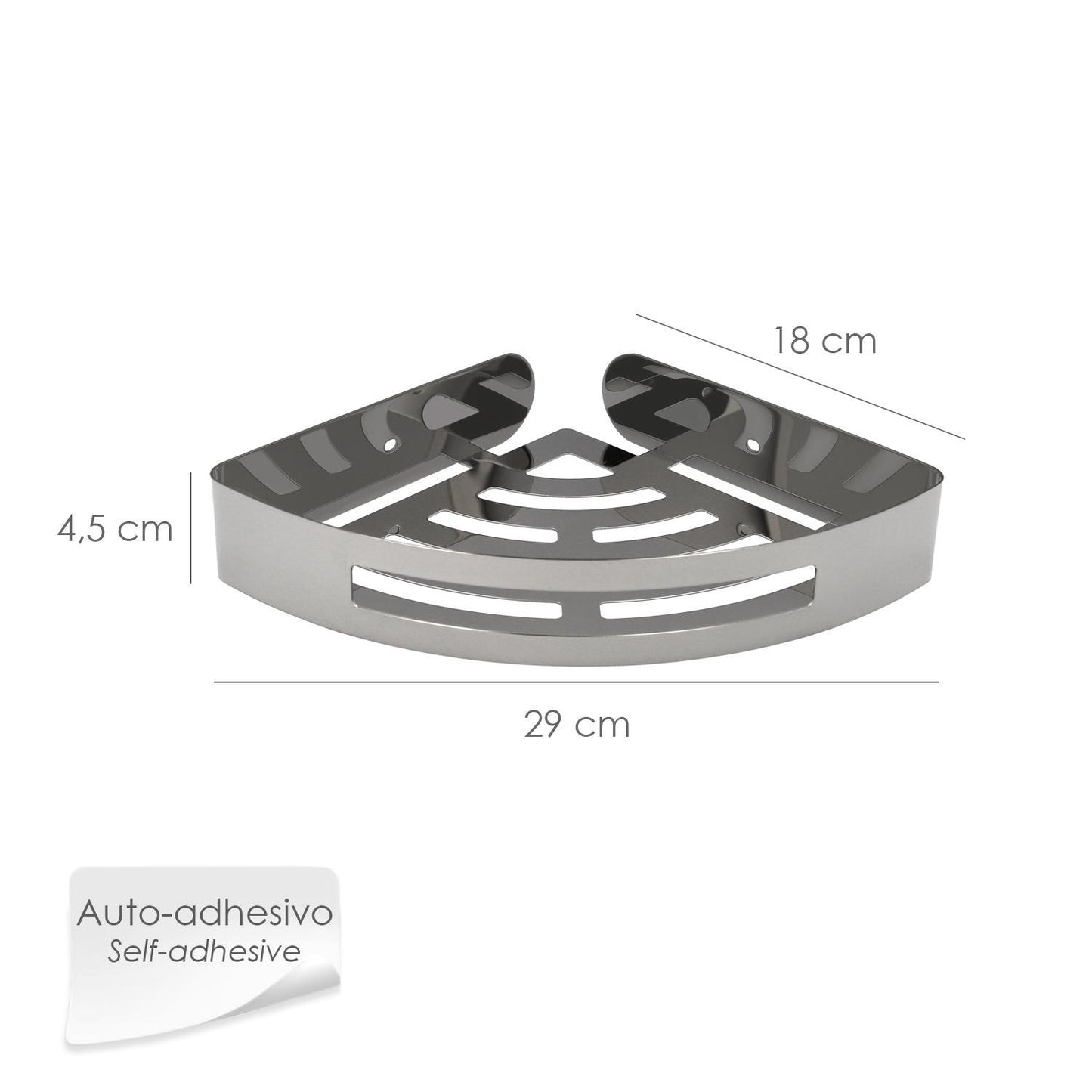 Cestillo Rincon Baño Autoadhesivo, Color Inox Con Efecto Espejo, Autoadhesivo Resistente O Con Tornillos