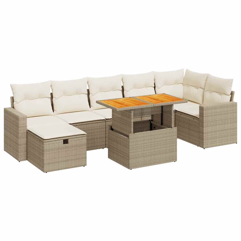 Set Sofás Jardín Y Cojines 5 Pzas Ratán Sintético Acacia Beige / Vetonek_3