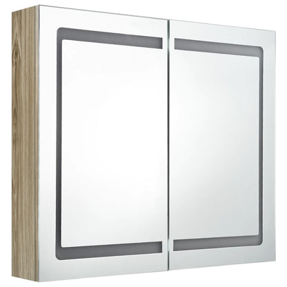 Armario De Baño Con Espejo Y Led Color Roble 80x12x68 Cm_2