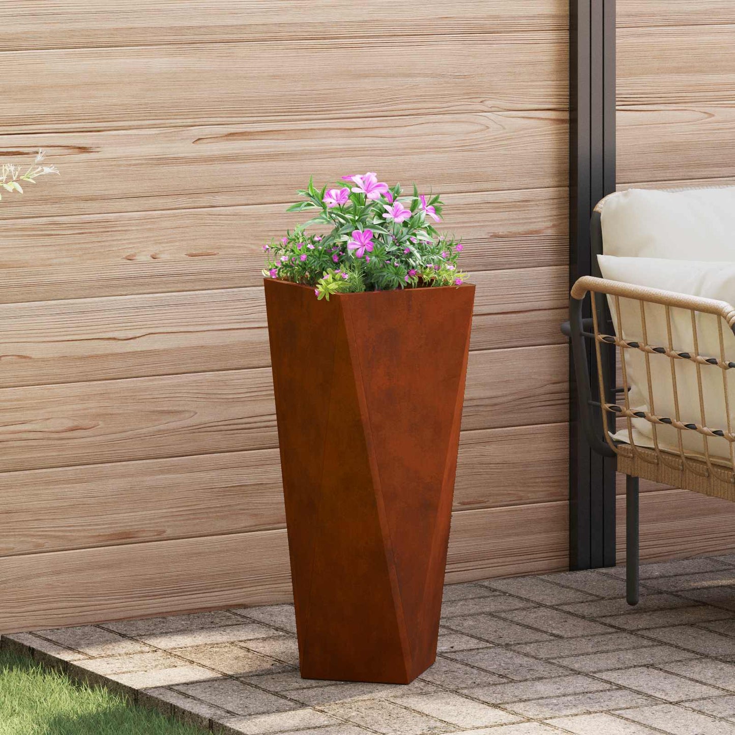 Jardinera 2 Pcs Oxidado 30 X 30 X 75 Cm Acero Autopatinable_3