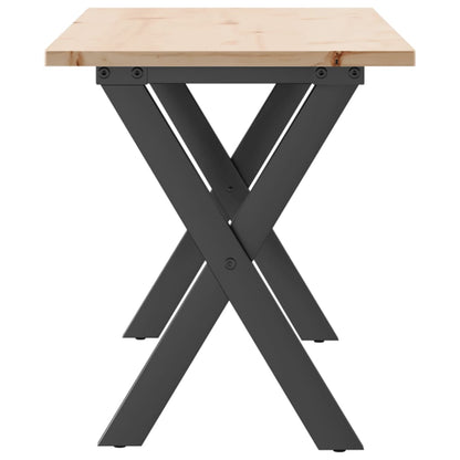 Mesa De Centro Marco X Madera Maciza Pino Y Acero 110x40x45 Cm_3