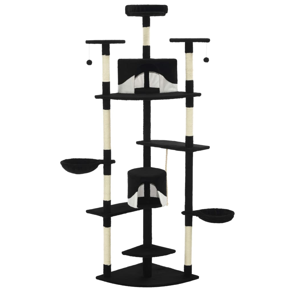 Vidaxl Rascador Para Gatos Con Poste De Sisal Negro Y Blanco 203 Cm_0