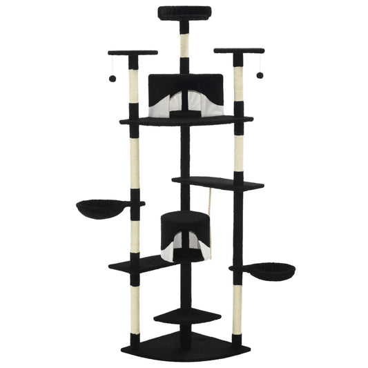 Vidaxl Rascador Para Gatos Con Poste De Sisal Negro Y Blanco 203 Cm_0