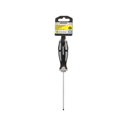 Destornillador Plano Vaciado Acero S2 Mango Tpr Bimaterial. Medida 0,5 X Ø 3,0 X 100 Mm.  Din5265_2