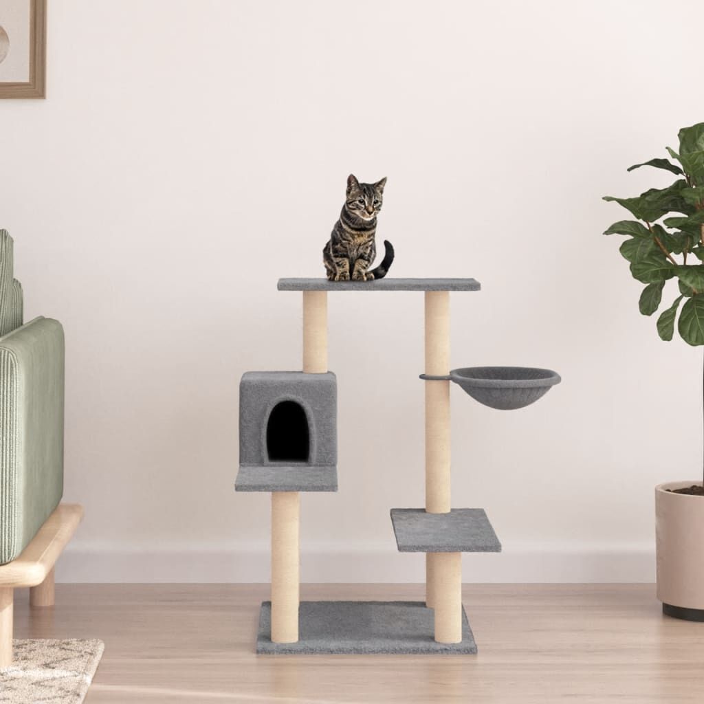 Vidaxl Rascador Para Gatos Con Postes De Sisal Gris Claro 82,5 Cm_1