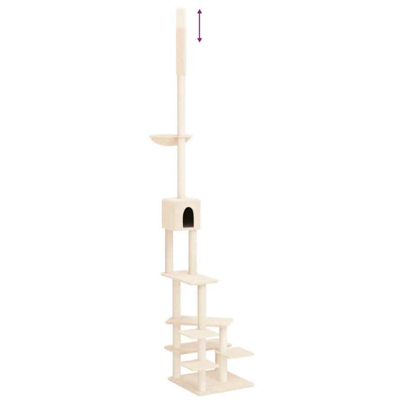 Vidaxl Árbol Rascador Para Gatos De Suelo A Techo Crema 268,5-294,5 Cm_5