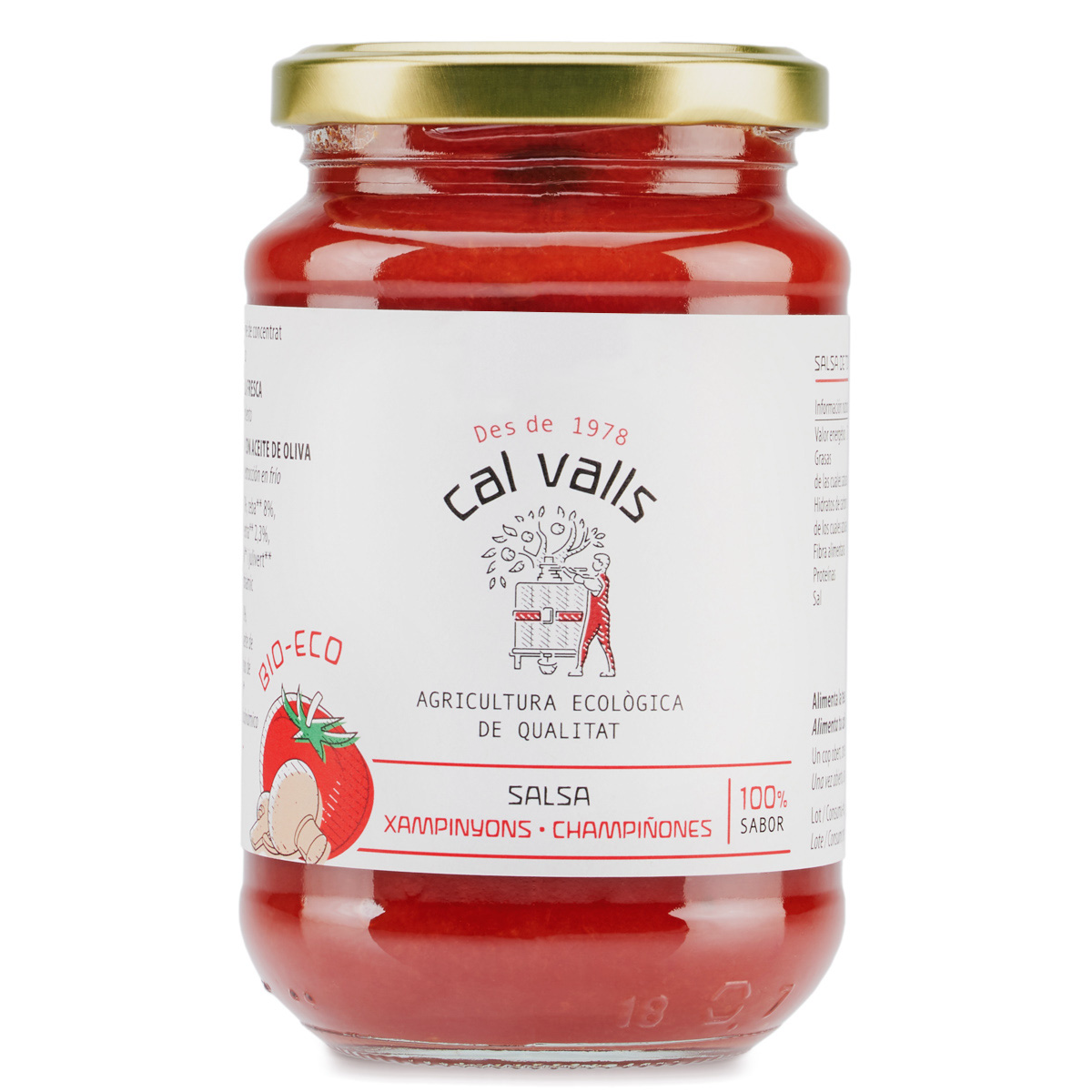 Salsa de tomate y champiñones ECO Cal Valls, 350 g