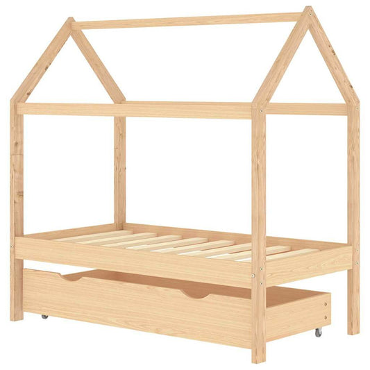 Vidaxl Estructura De Cama Infantil Con Cajón Madera De Pino 70x140 Cm_0