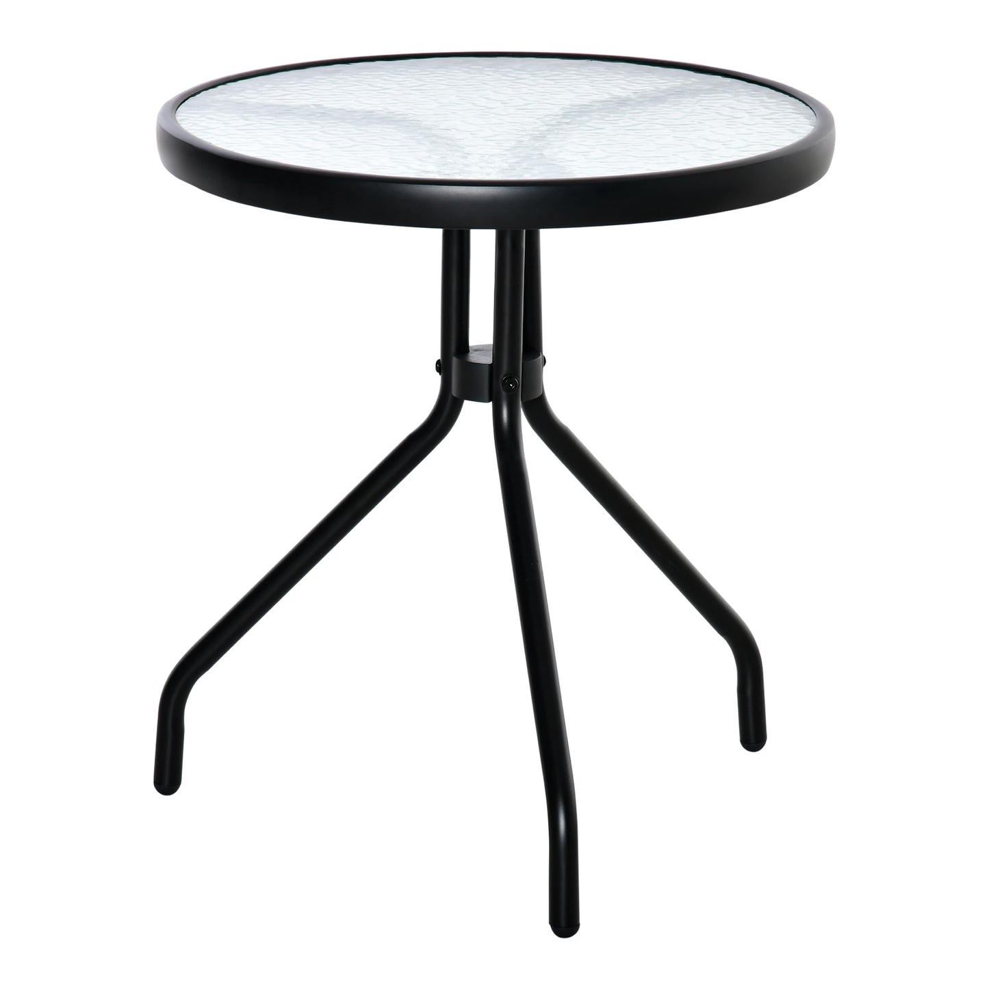Outsunny Mesa Jardín Redonda Con Tablero De Cristal Para Terraza Ø50x55 Cm Negro_0