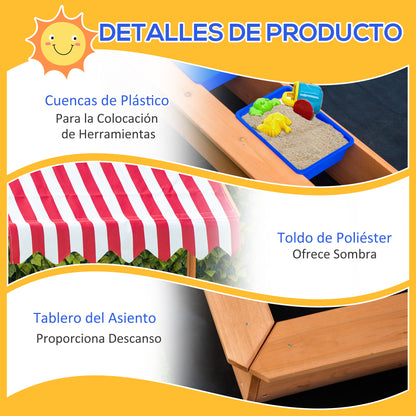 Outsunny Arenero Infantil Con Techo Inclinable Y Ajustable Para Niños De +3 Años_5