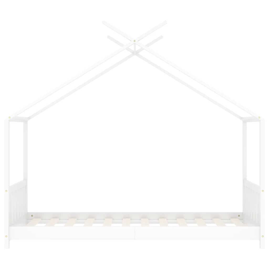 Vidaxl Estructura De Cama Infantil Madera Maciza Pino Blanco 70x140 Cm_3