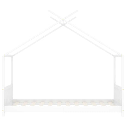 Vidaxl Estructura De Cama Infantil Madera Maciza Pino Blanco 70x140 Cm_3