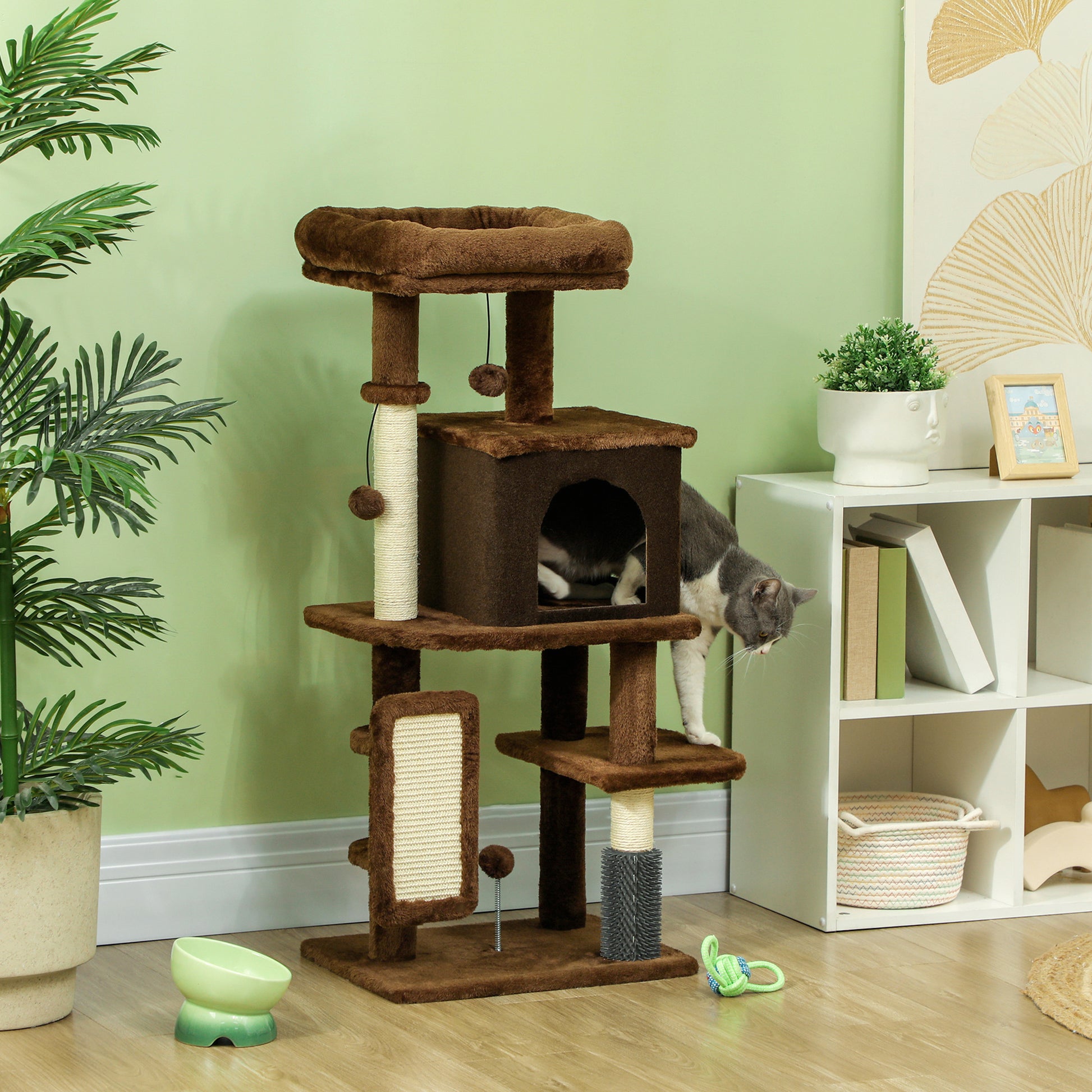 Pawhut Árbol Rascador Para Gatos Altura 104cm Con Almohadilla Para Rascar Marrón_1