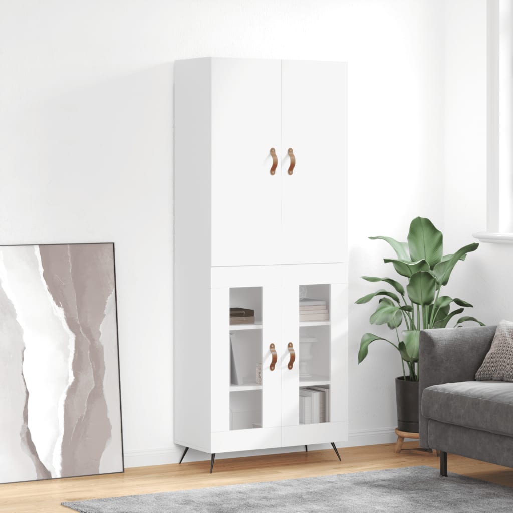 Aparador Alto Madera Contrachapada Blanco 69,5x34x180 Cm_0