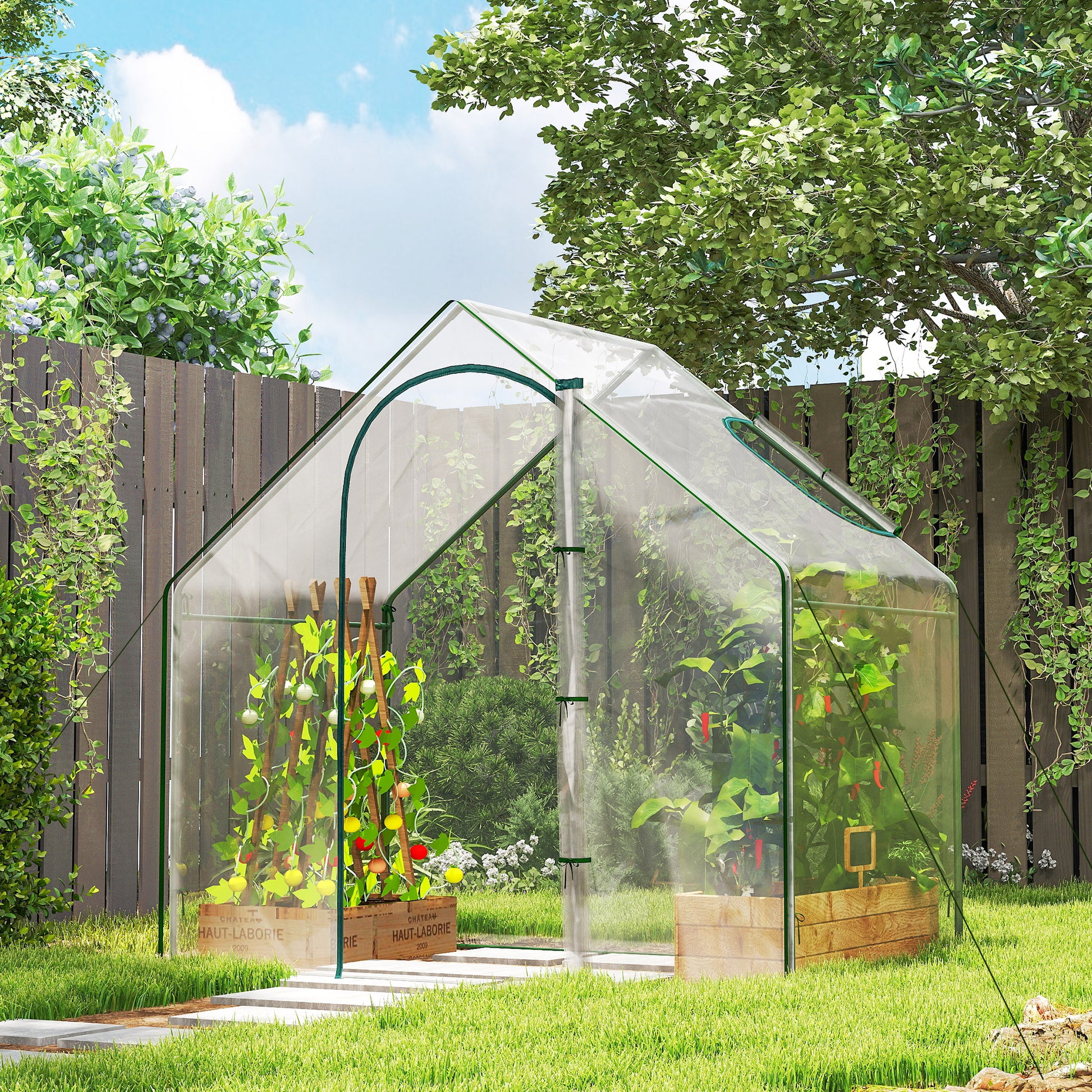 Outsunny Invernadero Pequeño Con Puerta Con Cremallera 180x100x168 Cm Verde_1