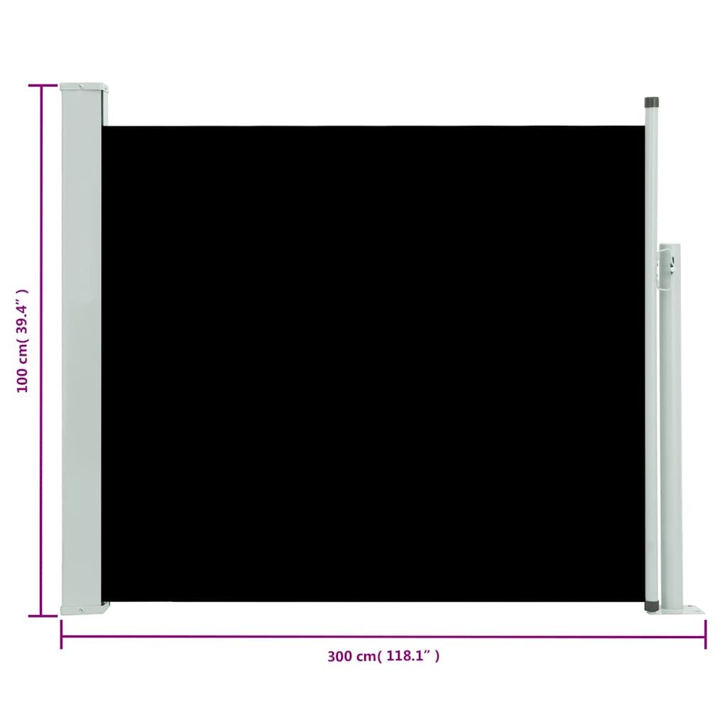 Vidaxl Toldo Lateral Retráctil De Jardín Negro 100x300 Cm_2