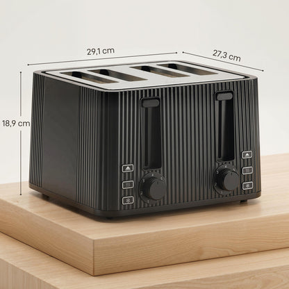 Homcom Tostadora 4 Ranuras Anchas 7 Niveles De Tostado 1710w Negro_2