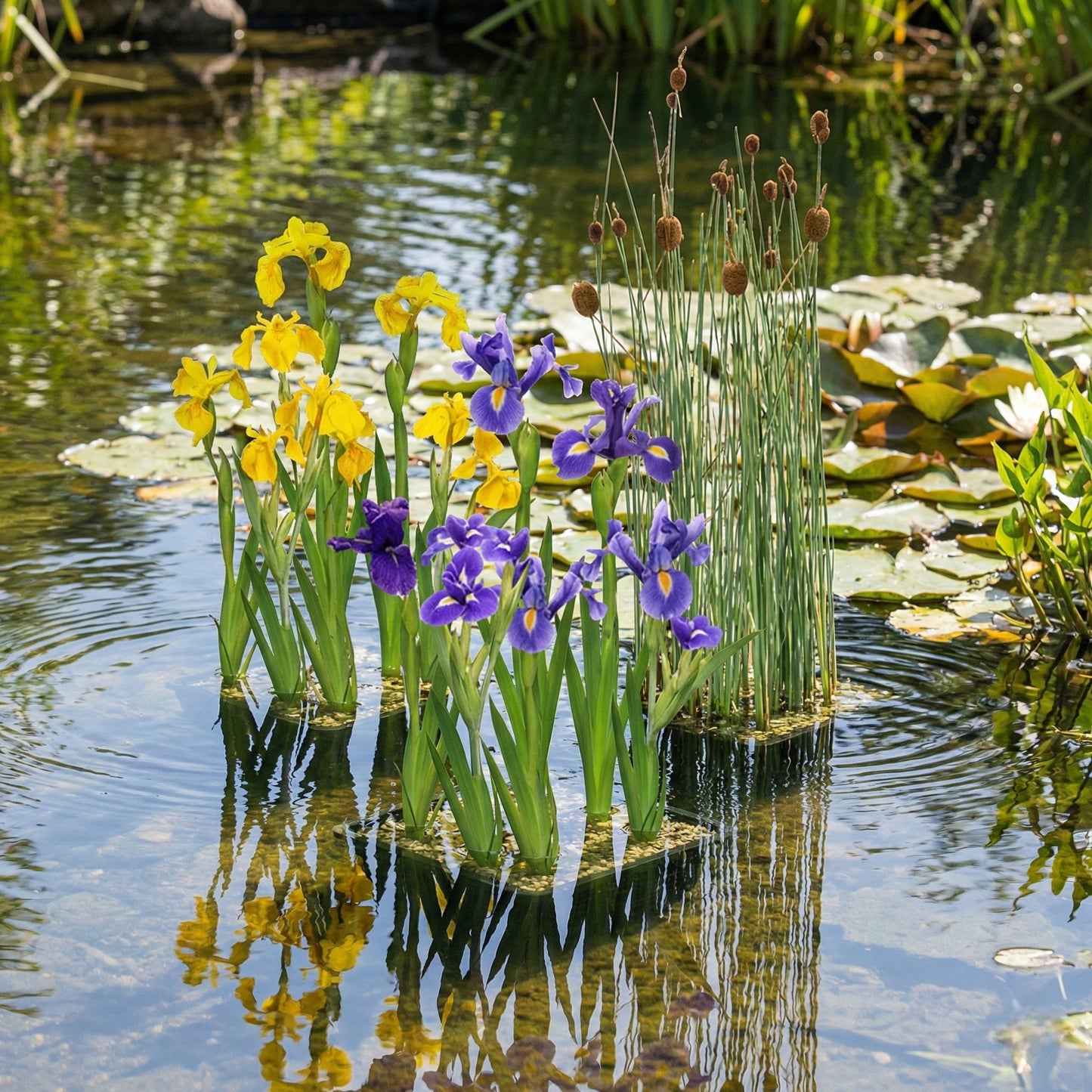 Lirio Azul Iris Kaempferi Planta Estanque - Set 4 Plantas Con Cesta Y Sustrato_2