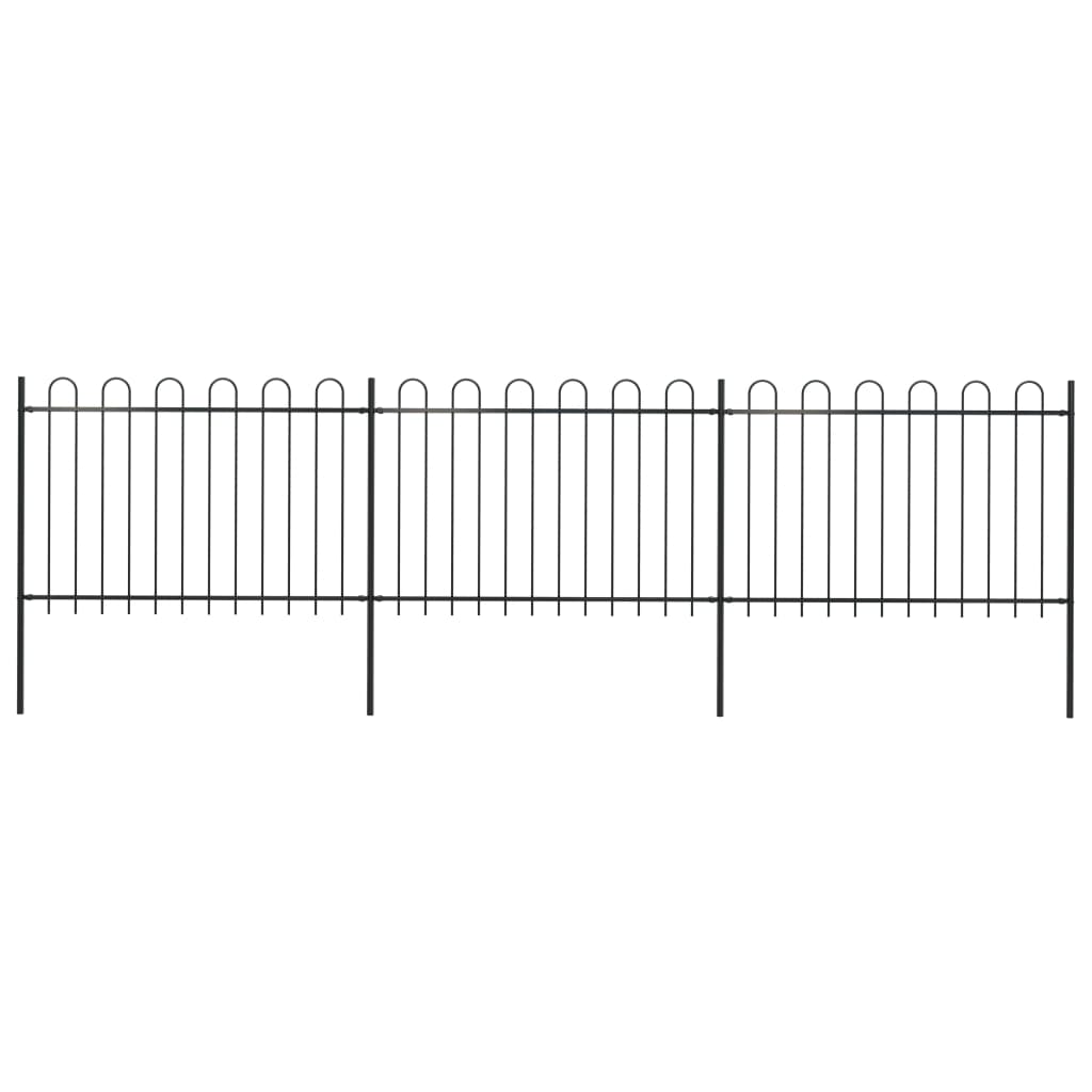 Valla De Jardín Con Puntas De Aro Acero Negro 5,1x1,2 M / Vetonek_0
