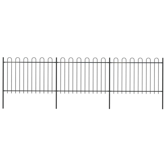 Valla De Jardín Con Puntas De Aro Acero Negro 5,1x1,2 M / Vetonek_0