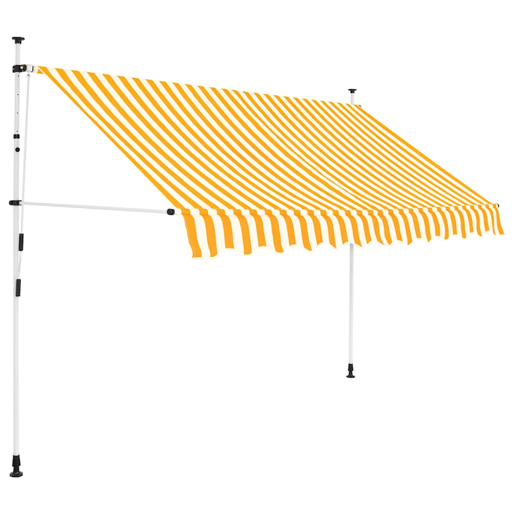 Toldo Manual Retráctil 250 Cm Naranja Y Blanco A Rayas_1