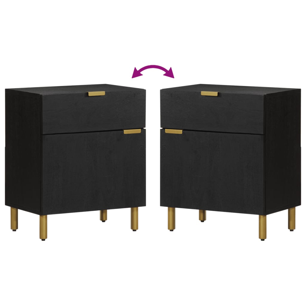 Mesita De Noche Madera De Ingeniería Negra 50x33x60 Cm_4