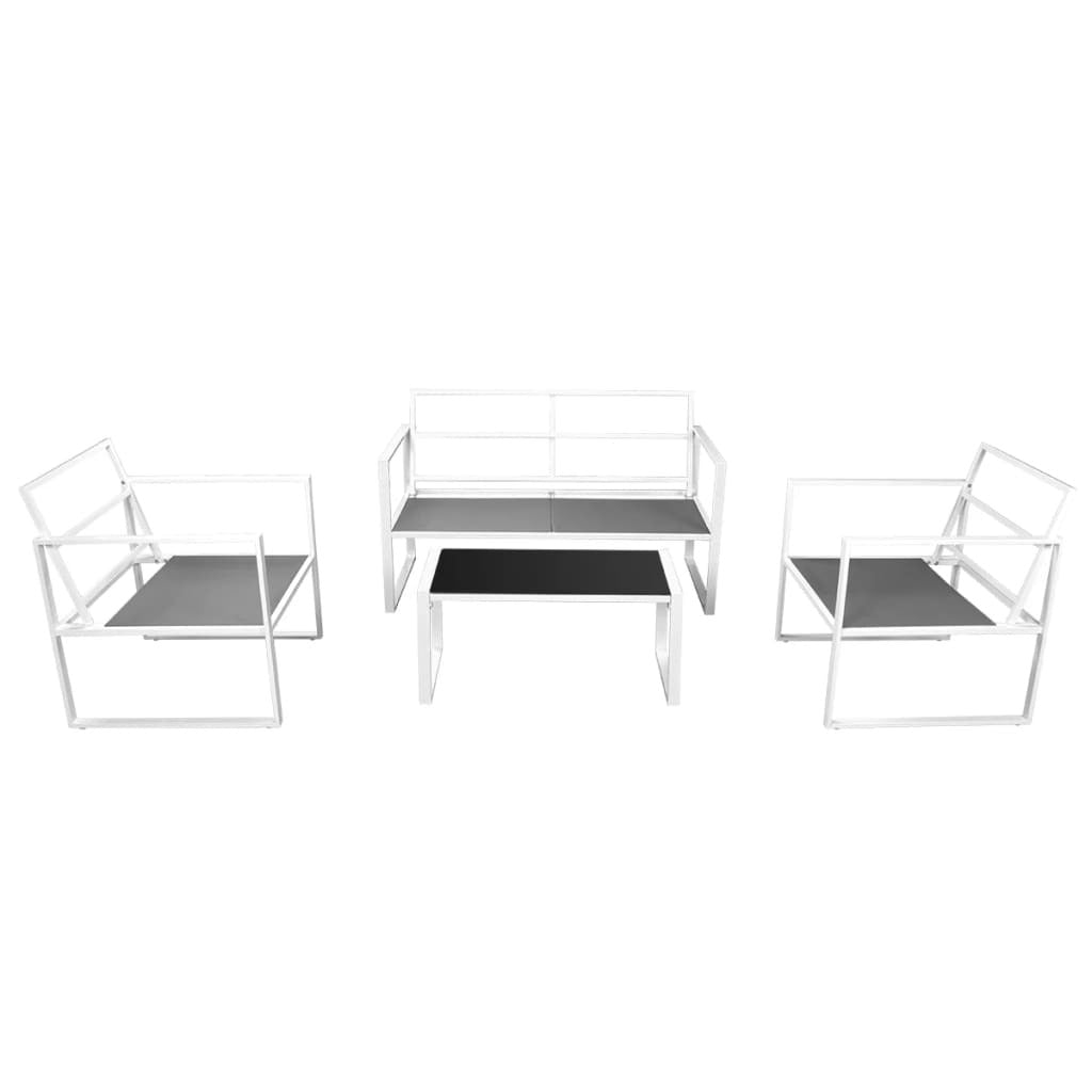 Vidaxl Set De Muebles De Jardín 4 Piezas Y Cojines Acero Blanco_3