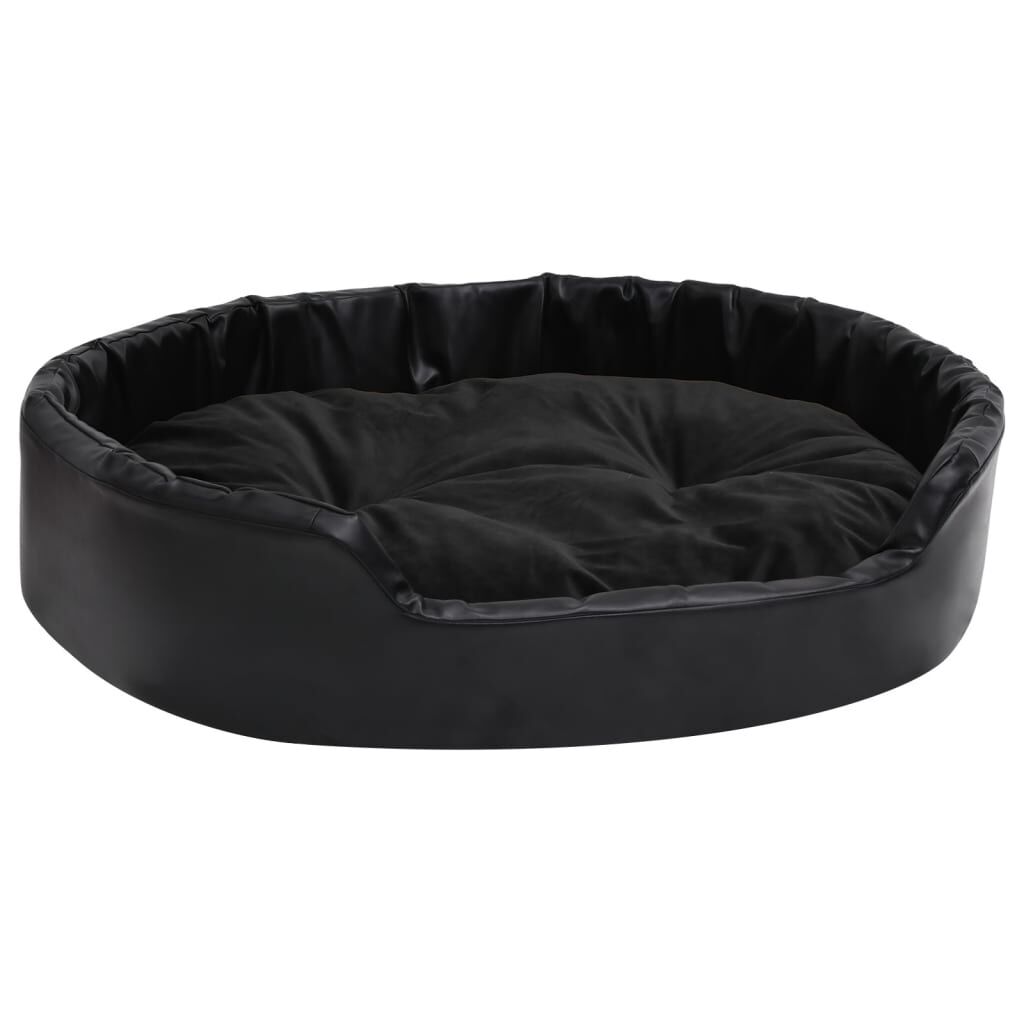 Vidaxl Cama Para Perros Felpa Y Cuero Sintético Negra 90x79x20 Cm_0