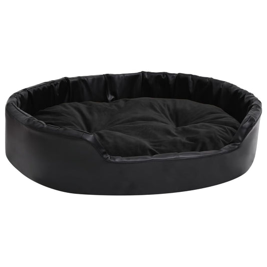 Vidaxl Cama Para Perros Felpa Y Cuero Sintético Negra 90x79x20 Cm_0