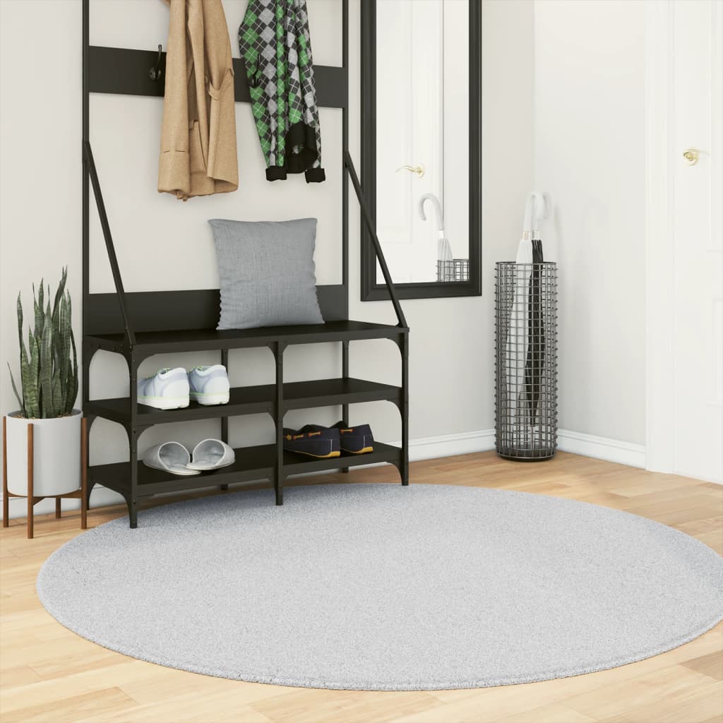 Alfombra De Pelo Corto Suave Lavable Huarte Gris Ø 160 Cm / Vetonek_0