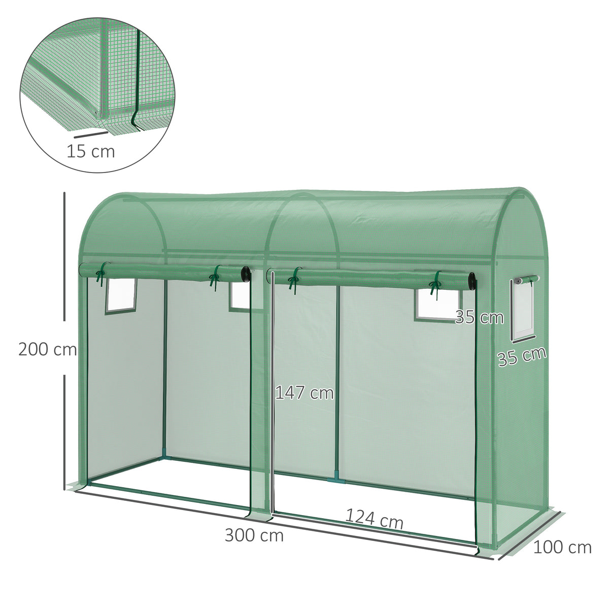 Invernadero Outsunny Verde 300x100x200 Cm Acero_2