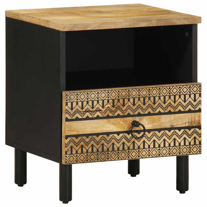 Mesitas De Noche 2 Uds Madera Mango Rugosa Negro 40x33x46 Cm_0