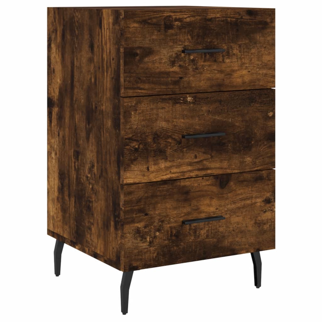 Mesita De Noche Madera De Ingeniería Roble Ahumado 40x40x66 Cm_0