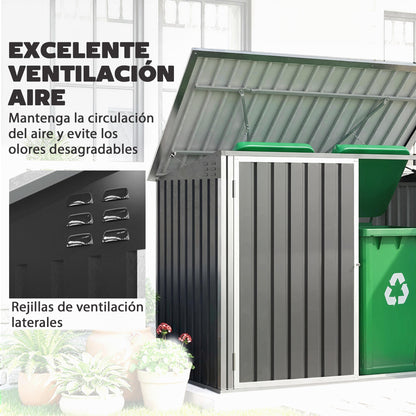 Outsunny Cobertizo Para Contenedor De Basura Doble Gris Oscuro_5