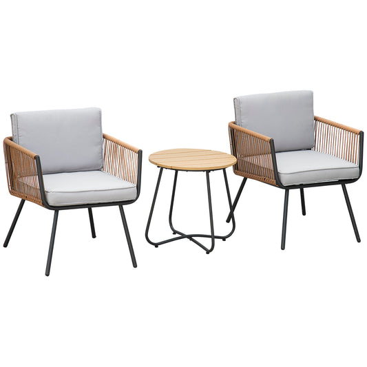 Outsunny Conjunto De Muebles De Jardín De Ratán Con 1 Mesa De Centro 2 Sillones_0
