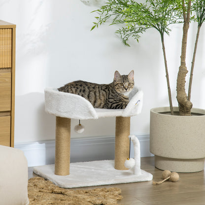Pawhut Árbol Rascador Para Gatos Pequeños Altura 42 Cm 48x38x42 Cm Blanco_1
